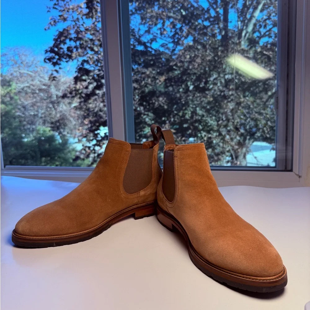COLE HAAN MENS TAN SUEDE BERKSHIRE LUG CHELSEA BOOTS SIZE 8 MEDIUM - Picture 13 of 16